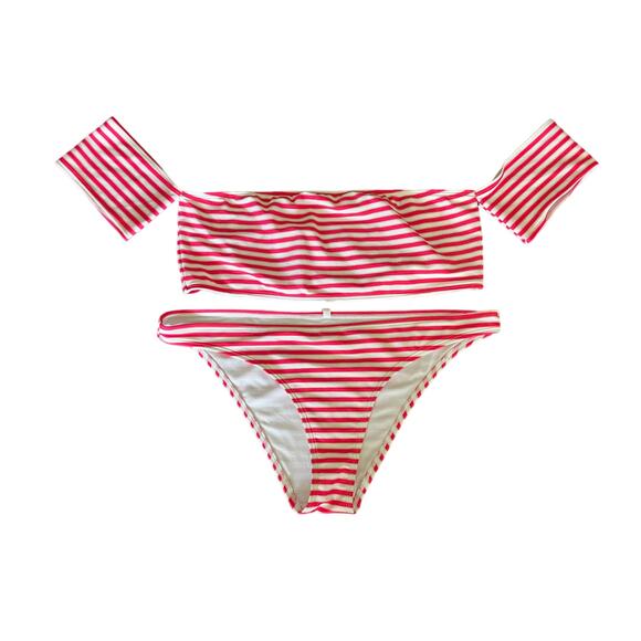 aerie Other - aerie Hot Pink and White/Gold Striped Barbiecore Bikini SzXL